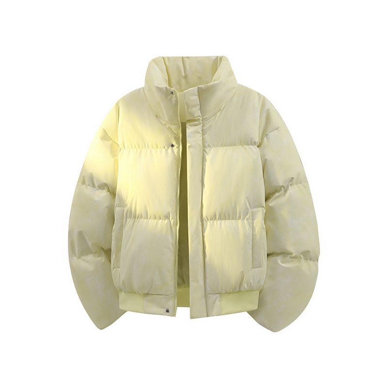 Men's Clothing Thickened Patterned Warm Couple Puffer Jacket, Men's Outerwear, Stand Collar, Short Loose Cotton Coat, Women's Winter Style_viptrois.com