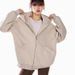 Oversized Zip-Up Hoodie – Soft Sherpa Loungewear For Women (Heather Grey/Cream, M-2XL)_viptrois.com
