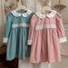 Mother & Kids French rattan flower embroidery doll collar girl dress 2024 autumn style contrast color pure cotton sweet princess dress long sleeve_viptrois.com