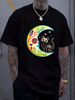 Cat & Moon Sugar Skull Dia De Los Muertos, Day Of The Dead T Shirt Size S-5XL Comfortable Streetwear Versatile Homme Breathable Stretched Fashion_viptrois.com