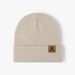 New Autumn And Winter Letter Leather Label Men's Knitted Hat Outdoor Warm Cold Hat Women's Fashionable Versatile Woolen Hat_viptrois.com
