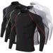 Men's Quick-Dry Compression Shirt, High Elasticity Breathable Long Sleeve Workout Top For Running & Gym,_viptrois.com