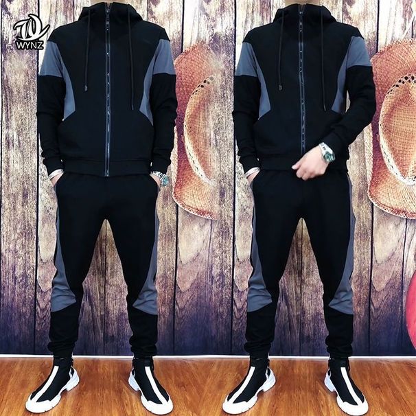 Men's Clothing Trendy Loose Jacket Casual Sportswear Trendy Two Piece Suit Men_viptrois.com
