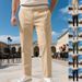 Men's Clothing Slim Fit Men's Casual Tapered Pants - Lightweight Polyester, Comfortable & Stylish (Khaki, Navy, Black, Army Green, Light Blue, Brown)_viptrois.com