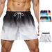 Men's 3D Gradient Color Surfing Swim Trunks Adult Flat Front Casual Beach Shorts Trendy Vacation Sports_viptrois.com