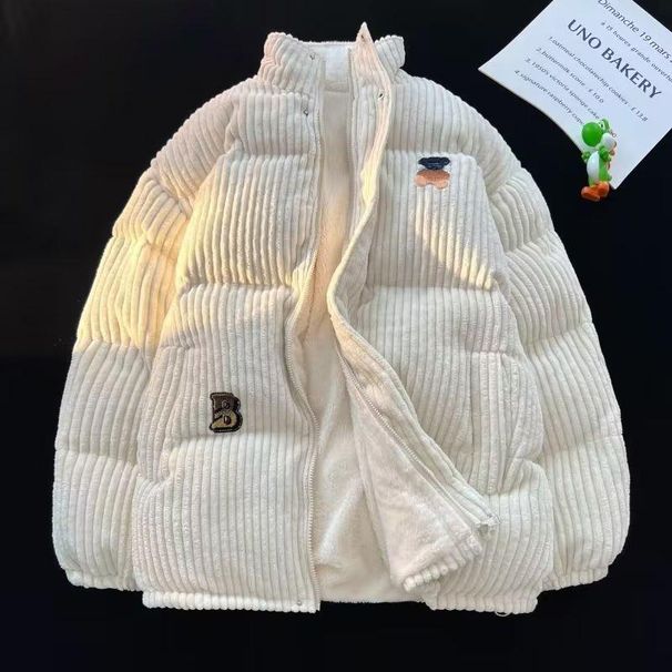 2025 New Autumn Winter Standing Collar Corduroy Coat For Men And Couples, Thick Windproof Cotton Coat, American Cold_viptrois.com