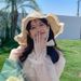 Straw ins Korean version up hollow straw woven Women's summer outing Sunscreen beach sun lace Sun hat_viptrois.com