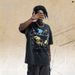 American Style Washed Vintage Print Drop-Shoulder Loose Fit Couple T-Shirt_viptrois.com