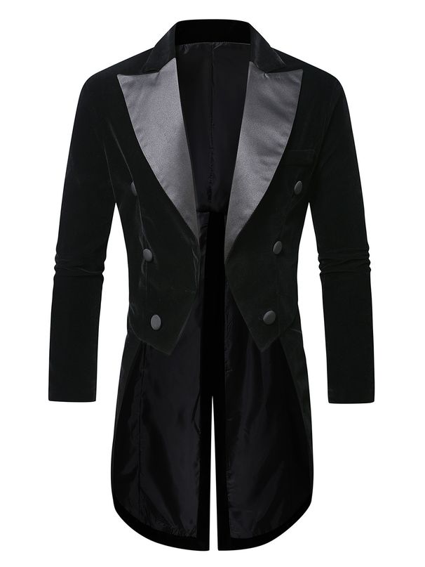 1 Cross-Border Black Elegant Velvet Tuxedo Men's Banquet Wedding Suit Stage Performance Dress Coat_viptrois.com