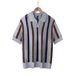 Men's Summer Short Sleeve T-Shirt - Geometric Color Block Striped Casual Knit Top, Relaxed Fit, Breathable Polyester Blend_viptrois.com