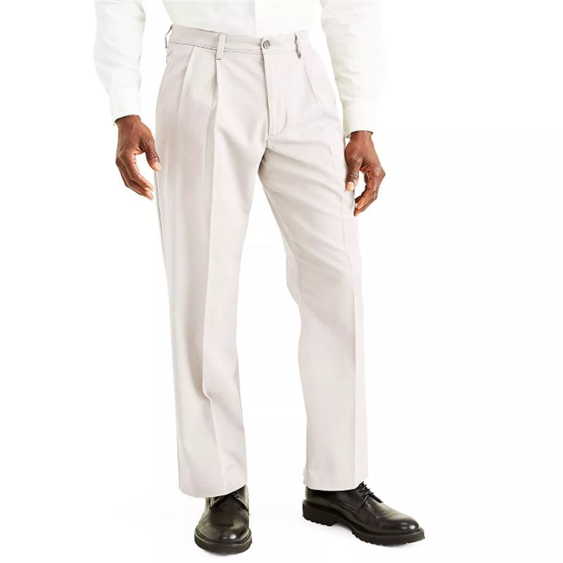 Men's Tailored Dress Pants - Stretch Polyester Blend Straight Fit Trousers With Draping Effect, Office To Casual Versatile_viptrois.com