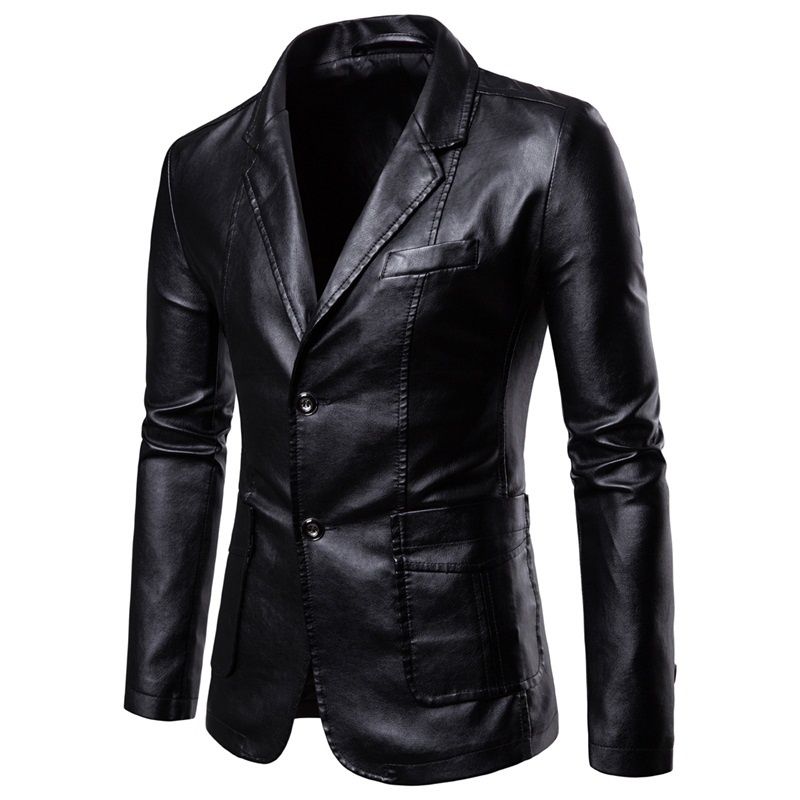 2024 Men Slim Autumn New Causal Vintage Leather Jacket Coat Men Design Motorcycle Biker Zipper Pocket PU Leather Jacket Coat_viptrois.com