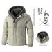 Men's Winter Fleece-Lined Hooded Jacket With Layered Design, Loose Fit, Short Style, Warm And Stylish Casual Outerwear_viptrois.com