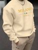 Men's Loose Casual Fashion MILANO ITALIA Letter Pattern Printed Round Neck Long Sleeved Sweatshirt For Autumn And Winter_viptrois.com