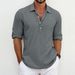 Men's Clothing European And American Men's Large Size Solid Color Lapel Shirt Home Leisure Fashion Sleeve Shirt Tops Cross Border Men's Tops_viptrois.com