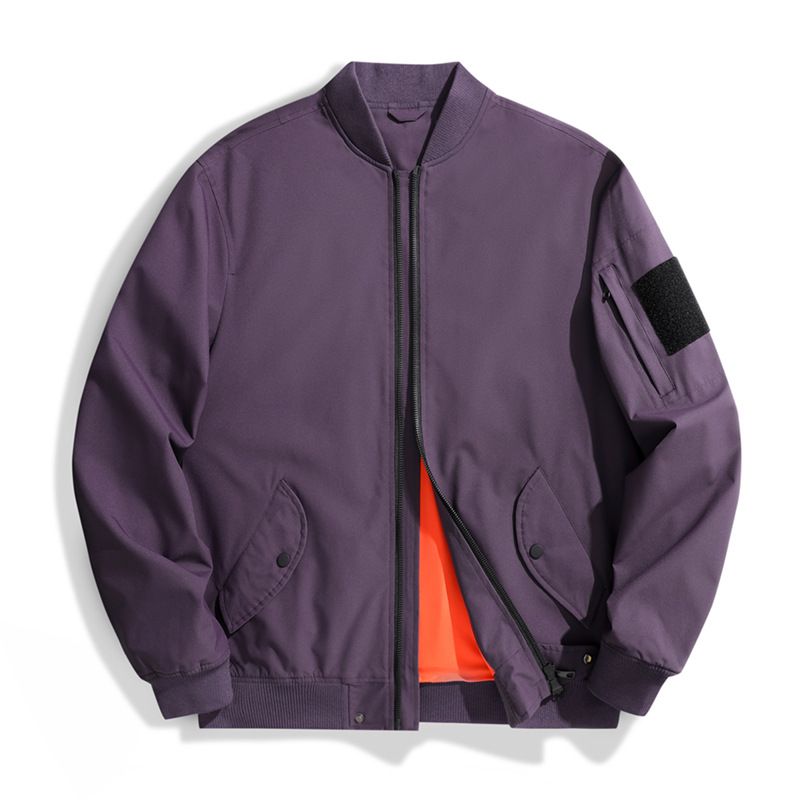 Men’s Military Flight Jacket – Slim Fit Polyester Bomber (M-3XL, Navy/Green/Rust/Deep Purple)_viptrois.com