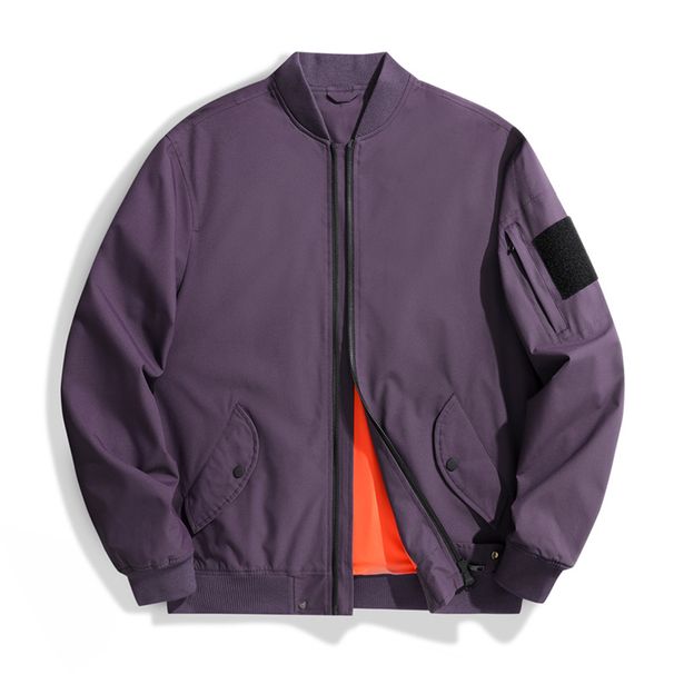 Men’s Military Flight Jacket – Slim Fit Polyester Bomber (M-3XL, Navy/Green/Rust/Deep Purple)_viptrois.com