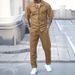 Men's Cuban Collar Short Sleeve Shirt And Shorts Set, Breathable Stretch Summer Casual Outfit, Relaxed Fit Resort Style For Vacation And Daily Wear_viptrois.com