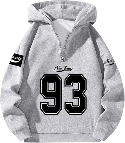 Men's Clothing Y2K Fashion Zipper Sweatshirt Long Sleeve Hooded Sweatshirt Men's Wide Quarter Zipper Hoodies_viptrois.com