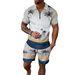 Men's Hawaiian Print Beach Set - Short Sleeve Shirt & Matching Shorts | Coconut Tree Design Summer Outfit_viptrois.com