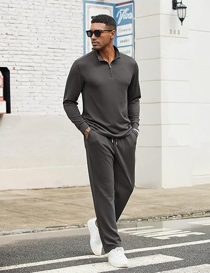 Men's Fleece-Lined Hoodie & Jogger Set - Winter Athletic 2-Piece Outfit (S-Xxxl, Black/Khaki/Charcoal/Navy/White/Gray)_viptrois.com