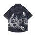 Men's Clothing Couple Short Sleeved Shirt Full Print Auspicious Cloud Snake Bone Loose Beach Cardigan Two Piece Set_viptrois.com