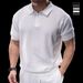 Men's Retro Knitted Polo Shirt - Slim Fit Short Sleeve Lapel Top For Summer_viptrois.com