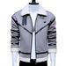 Men's Clothing Winter Jacket Deerskin Plus Velvet Thick Warm Lapel Slim Short Casual Top Coat_viptrois.com