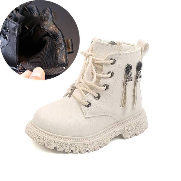 Kids Shoes Autumn And Winter Velvet Martin Boots Warm Small Leather Shoes Girls' Large Cotton Short Boots_viptrois.com