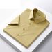 Men's Clothing New Elastic Silk Short Sleeved Shirt Men's Free Ironing Solid Color Breathable Casual Slim_viptrois.com