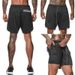 Men's Clothing Men's Quick Drying Fake Two Piece Fitness Exercise Outdoor Leisure Five Point Pants Summer Free Shipping_viptrois.com