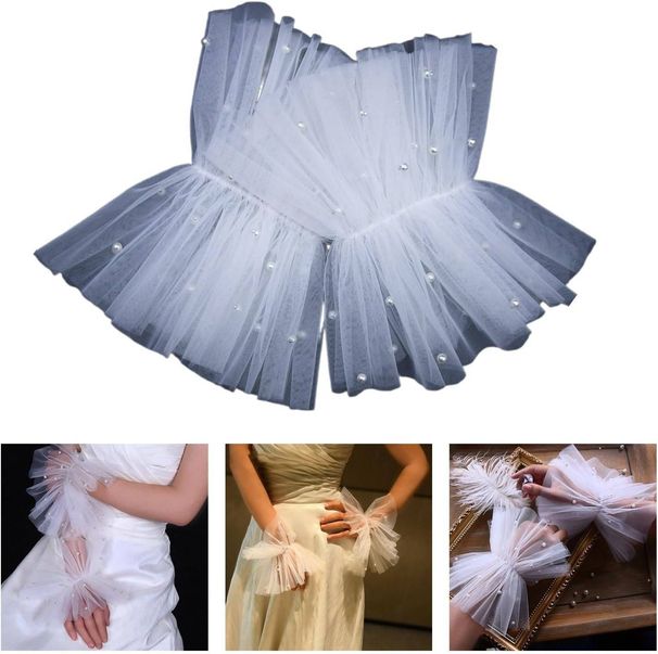 Bridal Sleeves Wedding Dress Mesh Flower Sleeves Covering Arms Tulle Wedding Dress Wedding Accessories_viptrois.com