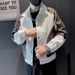 Men's Clothing Men's Stylish Contrast Color Letter Print Jacket - Loose Fit Casual Coat For Spring & Autumn (White/Black, M-3XL)_viptrois.com