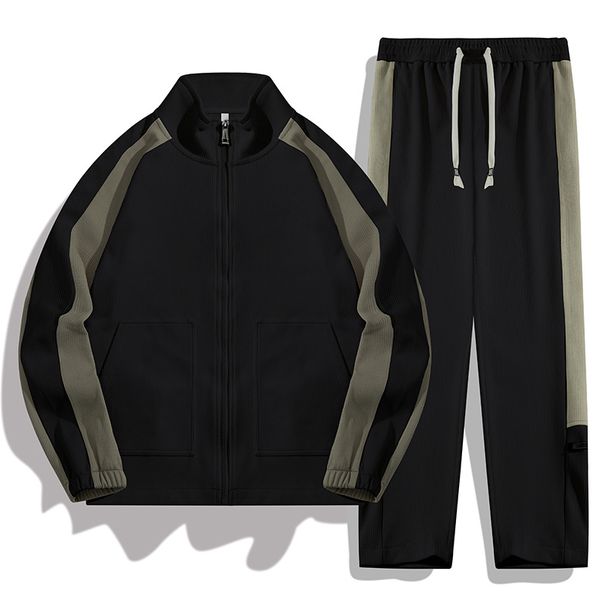 Men's Clothing Spring And Autumn Fashion Large Size Cardigan Stand Collar Sweatshirt Loose Elastic Sweatpants A Complete Set Of Casual Sports Suit_viptrois.com