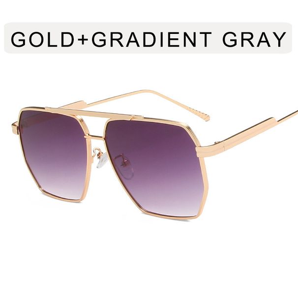 Metal double beam sunglasses square pilot style thin frame sunglasses Korean sunglasses for women and men_viptrois.com