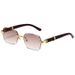 Unisex Square Glasses Rimless Cut Edge Sunglasses Women's Fashion Glasses Gradual Color Sunscreen Sunglasses_viptrois.com