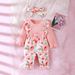 Kids’ Clothing Baby Girl Long Sleeved Solid Color Flower Print Long Legged Romper_viptrois.com
