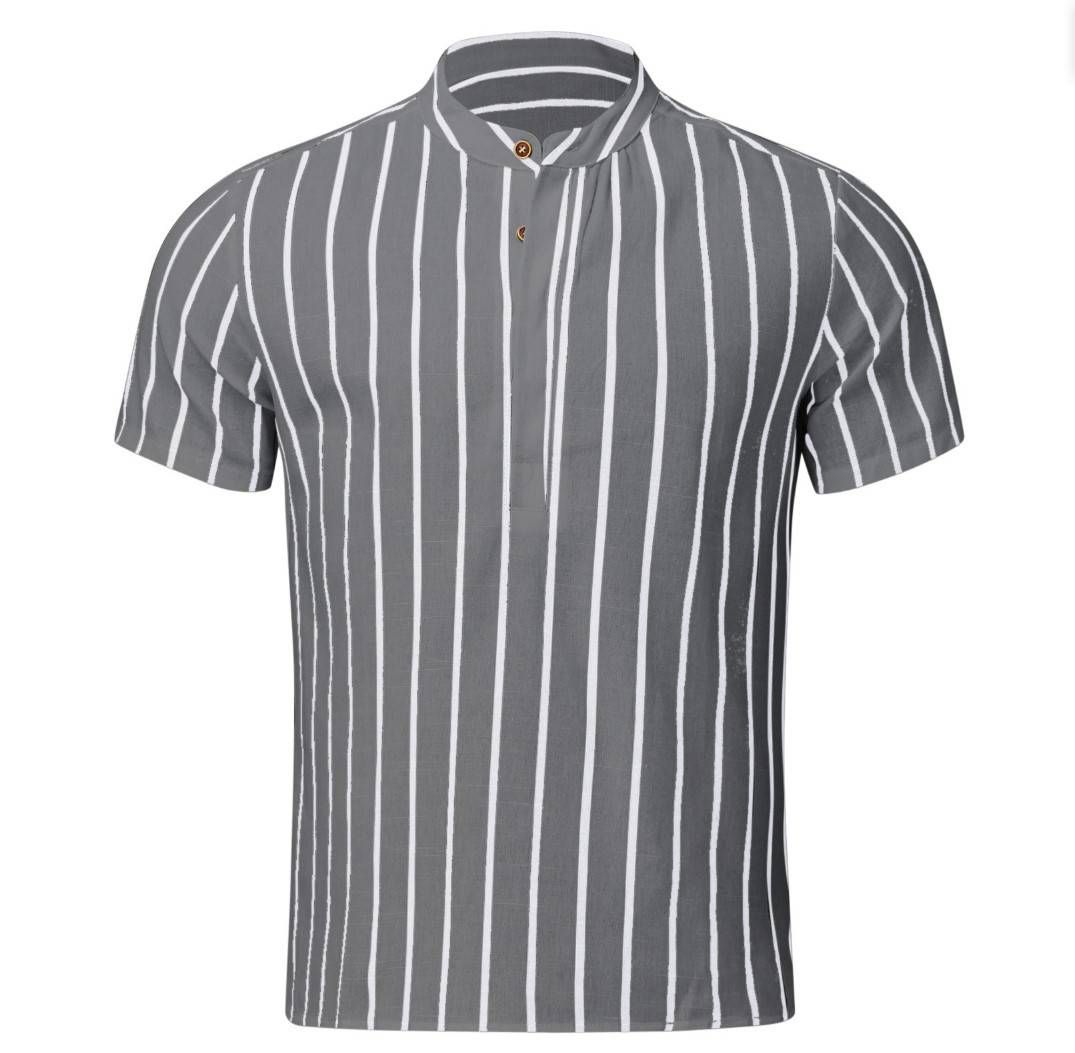 Men's Clothing Striped Casual Men's Shirtt Short Sleeved Shirt_viptrois.com