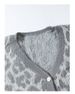Retro Leopard Print Knit Cardigan – Unisex Oversized V-Neck Sweater (Gray, S/M/L/XL)_viptrois.com