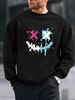 Men's Loose Casual Fashionable Smiling Face Pattern Printed Round Neck Long Sleeved Sweatshirt For Autumn And Winter_viptrois.com