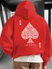 Men's Autumn And Winter Casual Fashionable Loose Hooded Sweatshirt With Geometric Spade Print Warm Long Sleeved Pullover_viptrois.com