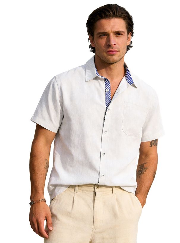 2026 Men's Summer Longline Buttoned Cotton-Linen Padded Loose-Fitting Short-Sleeved Casual Shirt (Large Size)_viptrois.com