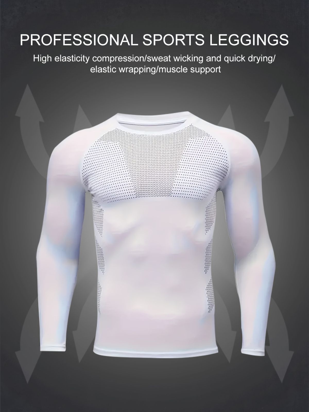 Men's Quick-Dry Long Sleeve Workout Shirt – Breathable Polyester-Spandex Blend For Running & Gym (Black/White, XS-XXL EU/US Sizing)_viptrois.com