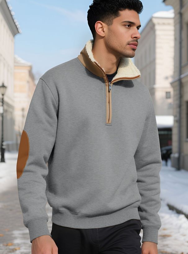 Men's Clothing Men's Retro Stand Collar Zip-Up Sweatshirt - Vintage-Inspired Long Sleeve Casual Top_viptrois.com