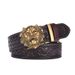 Automatic buckle men's belt genuine leather retro style carved casual wild tiger wolf king snake_viptrois.com
