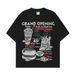 Men's Clothing Retro Style Film Like Hamburger Fries Print Summer Loose Short Sleeved Ins Unisex_viptrois.com