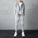 Men's Cotton Hooded Sweatshirt & Jogger Set - Casual Winter Sportswear Two-Piece Outfit With Logo Embroidery Option (Black, Grey, M-4XL)_viptrois.com