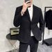 Men's Wool-Blend Slim Fit Suit Set, Casual Two-Piece Blazer & Pants, Inspired British Style For Spring & Autumn_viptrois.com