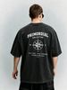 Men's Clothing Heavy Washed Cotton Short Sleeved T Shirt Casual Trend Unisex Summer Ins Black Round Neck Top Trendy Versatile Half Sleeve_viptrois.com