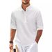 Men's Clothing Long Sleeved Shirt Stand Up Collar Half Button Shirt Pineapple Check Shirt_viptrois.com